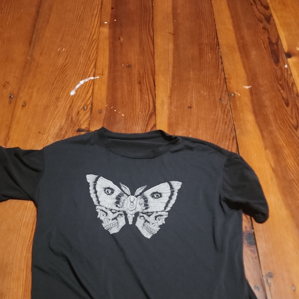 Black Shirt with Butterfly Design